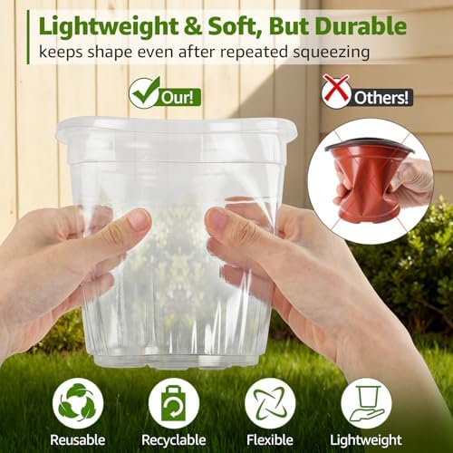 MIXC Clear Nursery Pots with Drainage Holes, 5/4/3.5 Inch 30 Pack