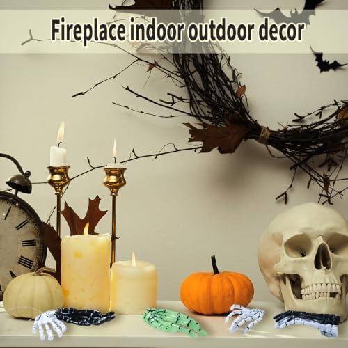 24 Pcs 2.8 Inch Small Skeleton Hand Bone Halloween, Human Skull Hand Bulk for Craft Hanging Ornaments Haunted House Accessories