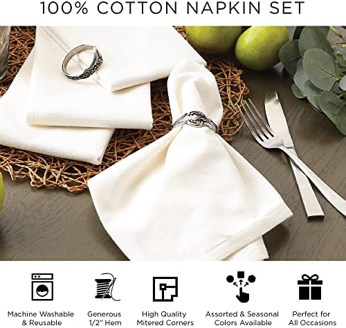 DII Thankful Autumn Collection Fall Tabletop Decoration, Square Napkin Set, 20x20, Falling Leaves, 6 Piece