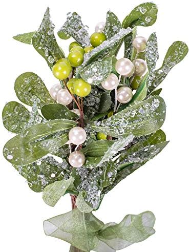 Elanze Designs Mistletoe Berry Festive Green 10 inch Artificial Christmas Flower Sprig
