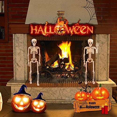 Halloween Indoor Skeletons Decorations 15'' Life Size Full Body Posable Joints Small Skeletons Halloween Decor 2 Pack