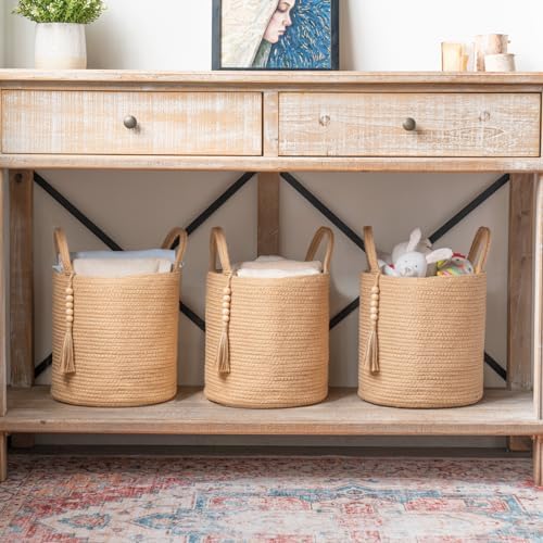 Mkono Woven Storage Basket for Blanket, Toys Plant Organizer, 11"W x 11"L