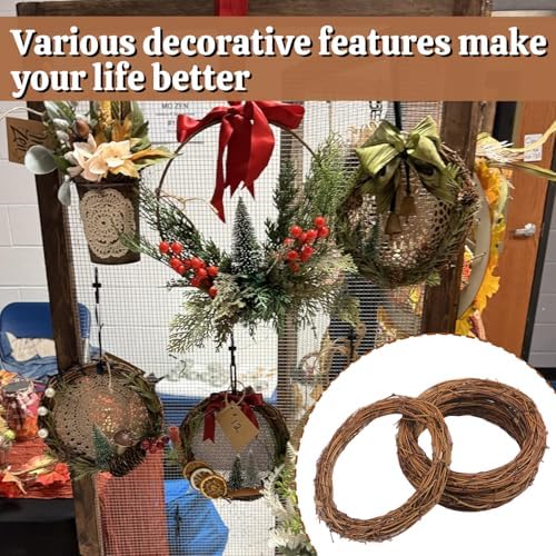 12 Pcs 8 Inch Natural Grapevine Wreath Set, Natural Rattan Wreath,Hand-Woven 8 Inch Vine Branch Wreaths, Perfect for DIY Crafts, Christmas Decorations, and Wedding Supplies