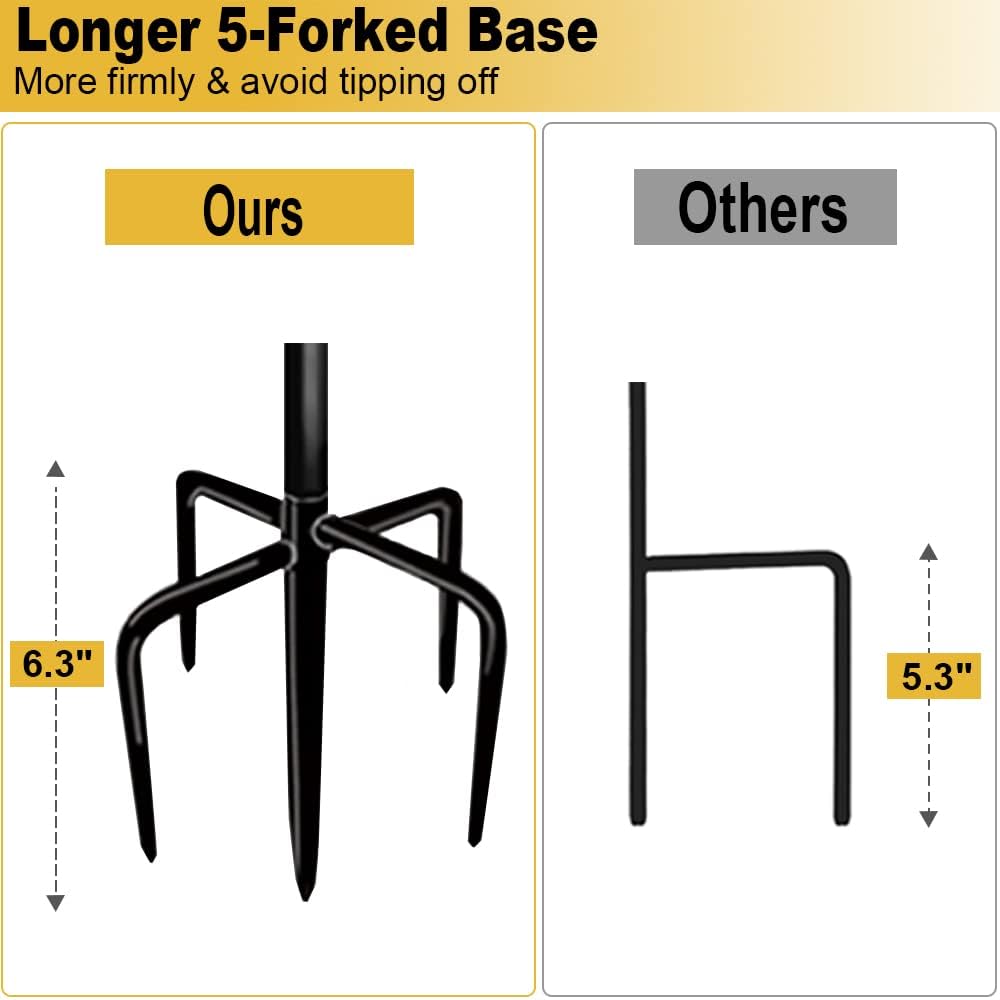 49 Inch Garden Yard Flag Stand Holder with 5 Forked Base for 12 X 18 Sign Decoration, 2 Pack