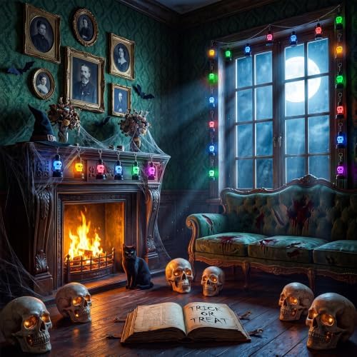 12 Pack Halloween Mini Skull Lantern Keychain LED Light