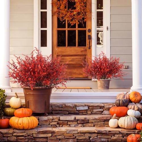 RECUTMS Fake Fall Outdoor Flowers Artificial Lavender Plants,Autumn Decor