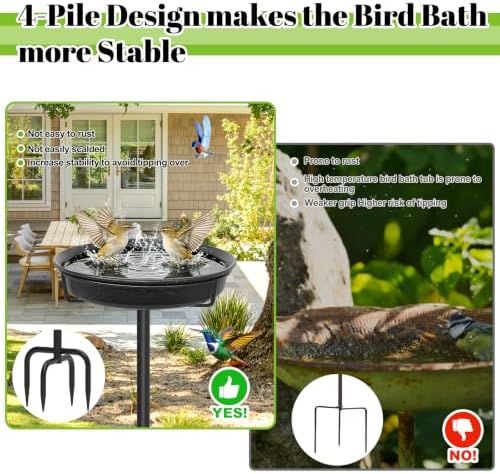 39In Freestanding Birdbaths Bowl Outdoor, Free Standing Garden Bird Bath Bird Feeder Bowl with Metal Stake, Detachable Decoration Spa Birdfeeder for Garden Patio Yard Lawn, New Upgrade(A)