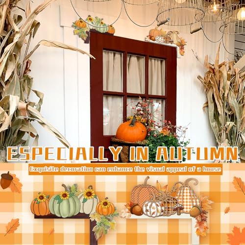 Cinnvoice 2 Pcs 7" x 9.8" Wooden Fall Pumpkin Door Corner Decor