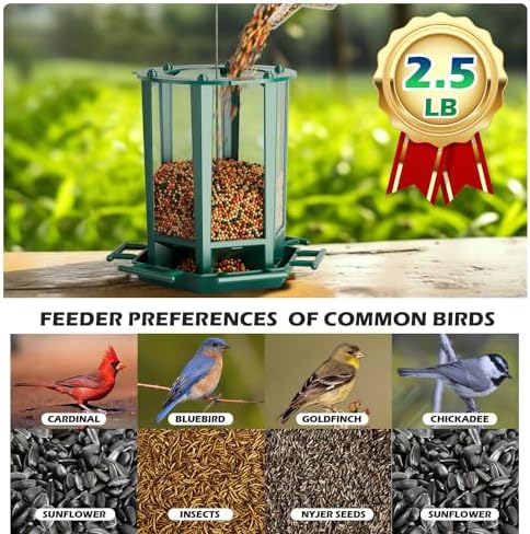 Birdream 2 Pack Bird Feeders for Outdoor Hanging, Retro Pagoda Design Fun Installation Bird Feeder, Attracting Wild Birds Chickadees Goldfinches Cardinals Finches and Sparrows - Green