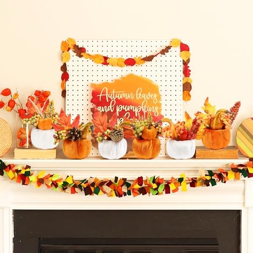 6 Pcs Artificial Fall Pumpkins Decorations Velvet Orange Pumpkin