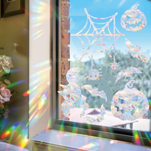 39 pcs Spider Web and bat Anti Bird Collision Window Stickers, Rainbow Stickers, Window Stickers, Bird and Window Protection Stickers, Glass Door Safety Stickers