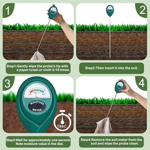 XLUX Long Probe Plant Soil Moisture Meter, Indoor Outdoor use, Battery-Free