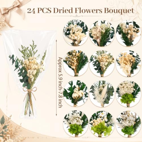 12/24PCS Handmade Dried Flower Bouquet Natural Dried Wildflowers