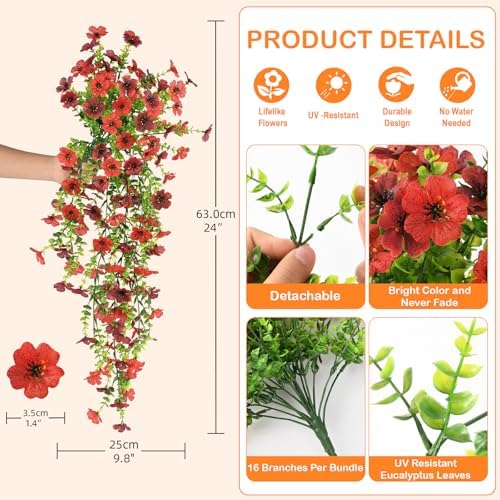 Hommyea Artificial Fake Fall Flowers Plants for Outdoors Mums Home Decor