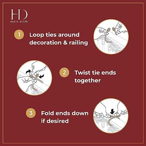 Haute Decor Decorative Twist Ties, 6 Pack, 20 inches (Red)