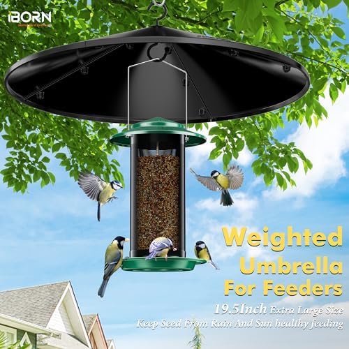 iBorn Bird Feeder Squirrel Guard, Polycarbonate(PC) Oversize Squirrel Baffle Defender for Hanging, Bird Feeder for Outdoors Protector,19.6 Inch,Pack of 2, Black