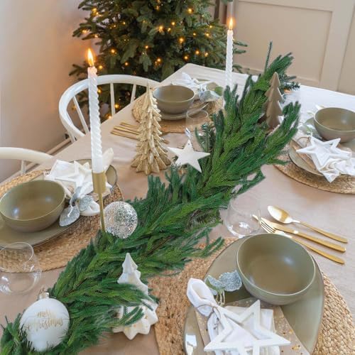 Hananona 4Pcs 6FT Christmas Garlands, Real Touch Norfolk Pine Garland