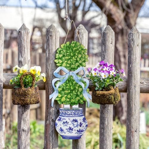 RattanView Chinoiserie Bonsai Door Hanger, Wooden Welcome Sign