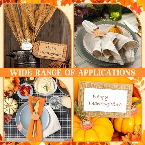 WILLBOND 12 Pcs Fall Thanksgiving Pumpkin Napkin Rings, Orange Yellow Beige