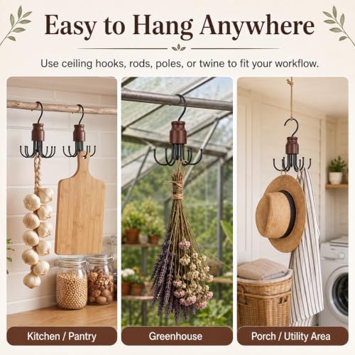 Junkin 4 Pcs Herb Drying Rack with 8 Dryer Hooks Hanging Flower Drying Rack