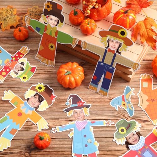 Pajean 60 Pcs Scarecrow Bulletin Board Decor Thanksgiving Scarecrow Cutouts