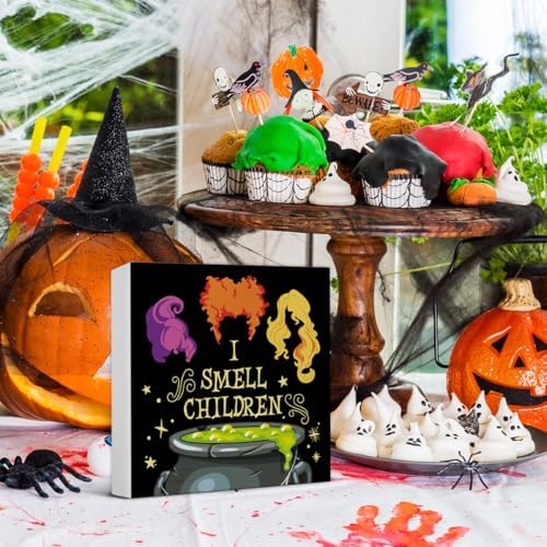 Halloween Decorations, I Smell Children Wooden Sign Decor Desk Sign