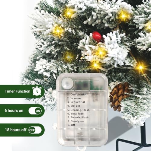 2 Pack Snowy Lighted Christmas Urn Filler, Outdoor Porch Decor