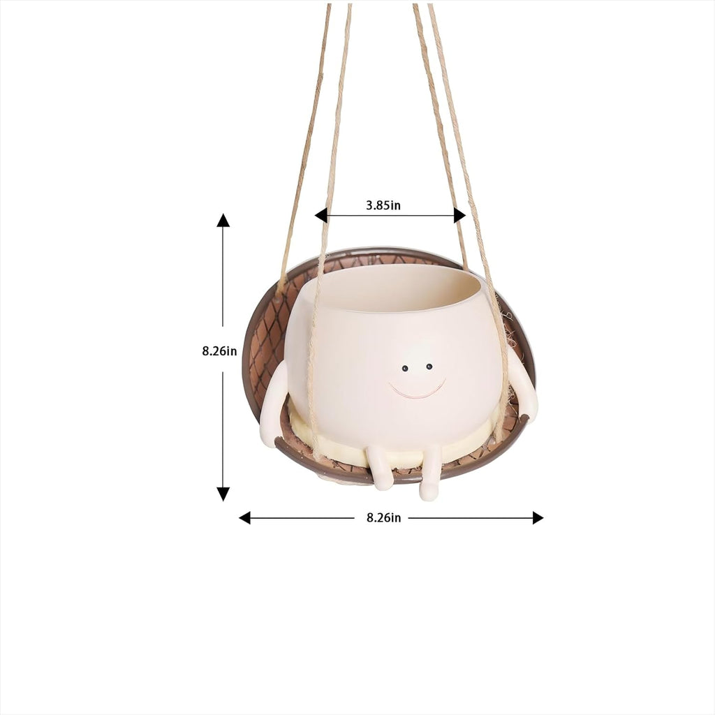 Smiley Face Hanging Planter Pots Cute Plant Pot for Plants, Funny Swinging Planters Succulents Live Planters Gift Idea