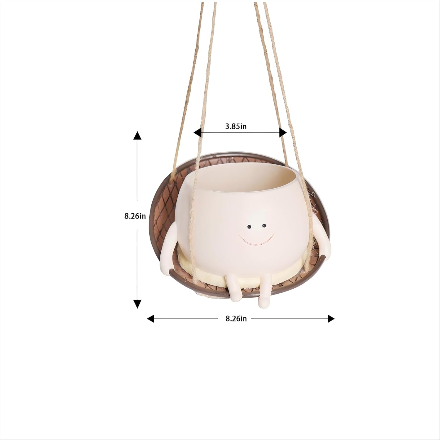 Smiley Face Hanging Planter Pots Cute Plant Pot for Plants, Funny Swinging Planters Succulents Live Planters Gift Idea