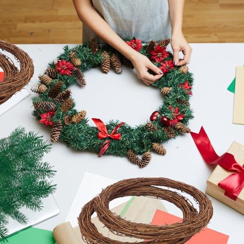 8 PCS Natural Grapevine Wreaths - 10 Inch Beautiful Vine Branch Wreath, Rattan Wreath, Grapevines Wreath Bulk, Ideal for DIY Crafts and Christmas Decorations, Ideal for Outdoor and Indoor Use