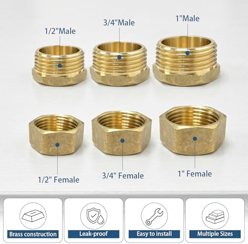2 pcs 3/4" Garden Hose End Caps, Brass Male Thread Garden Hose Cap with Washers, Outdoor Faucet End Cap Brass Pipe Plug Spigot Cover
