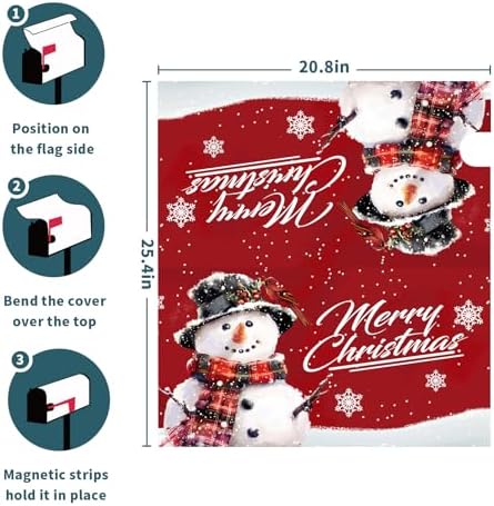 Merry Christmas Mailbox Covers Winter Snowman Mailbox Cover Magnetic Large Size 21x25.5 Inch Christmas Winter Mailbox Cover Magnetic Mailbox Wraps Post Letter Box Cover Holiday Outdoor Decoration