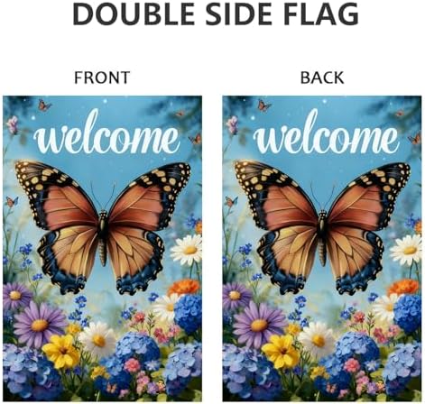 Spring Summer Butterfly Garden Flags Outside 12x18 Double Sided