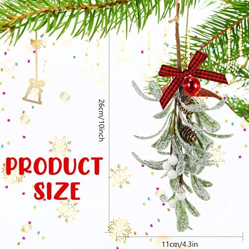 Meanplan 4 Pcs Christmas Mistletoe Hanging Decorations, Plaid