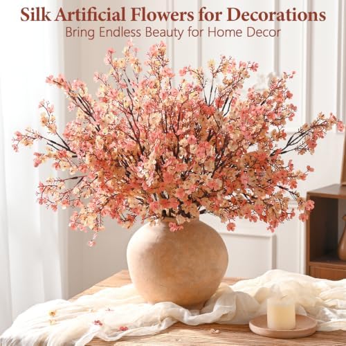 30 Pcs Baby Breath Flowers Artificial Bulk, Fake Fall Flowers, Beige Brown