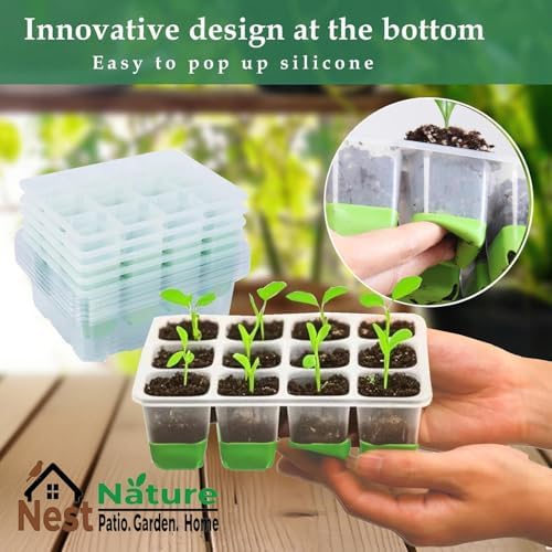 NestNature 5-Pack Seed Starter Tray Set|Reusable 60Cell Seed Starter Trays
