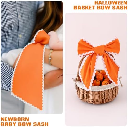 DYSHAYEN Wreath Sash for Front Door, Orange with White Trim