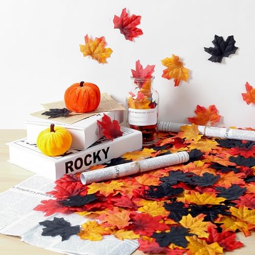 SITUMEIZI 400Pcs Fake Fall Leaves, Maple Leaf for Halloween Decor