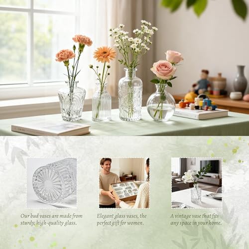 Der Rose 20pcs Glass Bud Vases, Clear Vases for Wedding Home Decorations