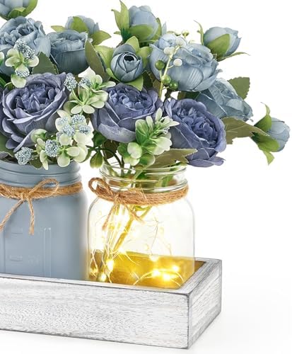 Mkono Mason Jar Lights Centerpieces for Tables Dining Room Farmhouse Decor