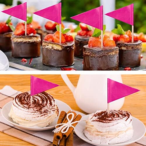 stidsds Solid Purple Cupcake Toppers Flags Mini Small Plain Purple Triangle Toothpick Stick Flag Blank DIY Color Decoration(100 pcs)