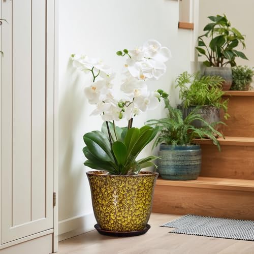 Ceramic Pots for Plants, 10 Inch Plant Pot for Indoor, Yellow