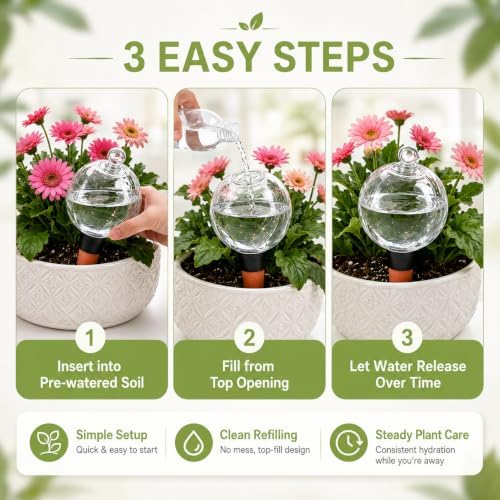 19 oz Large Self Watering Globes for Plants, Top Fill, 2 Pack