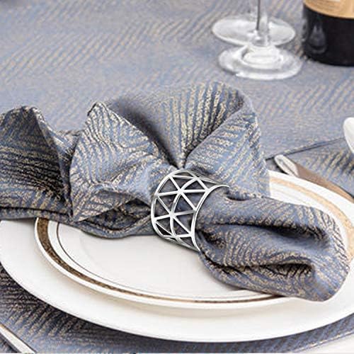 KPOSIYA Thanksgiving Napkin Rings Set of 20, Fall Napkin Holders, Silver