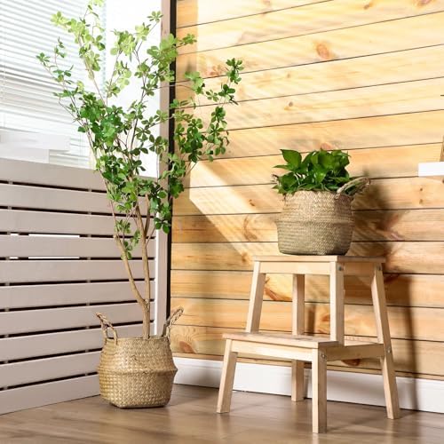 Qunclay 4 Pcs Woven Seagrass Baskets Belly Basket, M,18.46''dx8.66''h