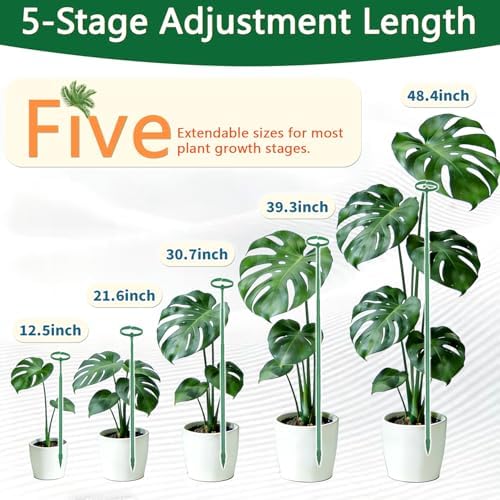 Telescoping Monstera Plant Stakes, 12.5-48.4IN Indoor Plant Support- 5Pack