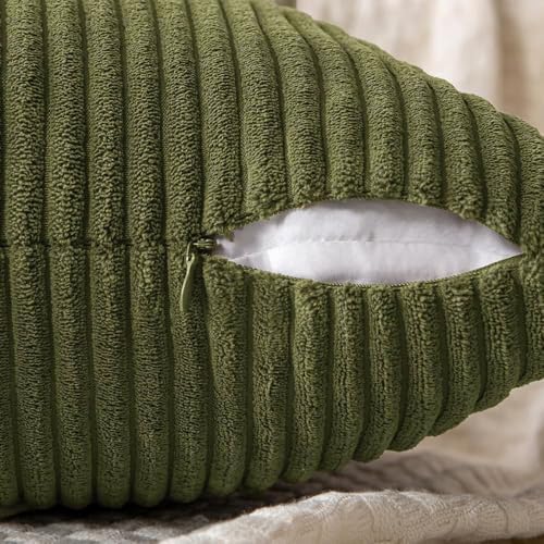 MIULEE Olive Green Decorative Throw Pillow Covers for Couch 18x18 Inch