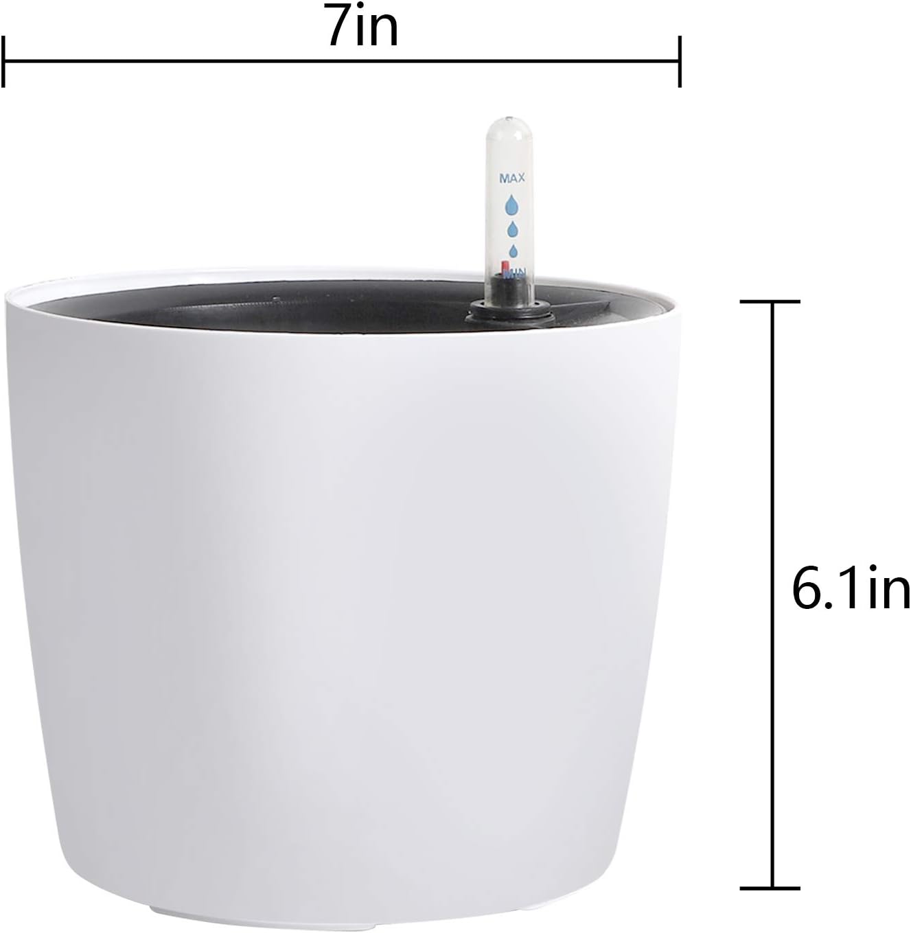 KINJOEK 5 Packs 7 Inch Self Watering Pot with Water Level Indicator, Modern Garden Decorative White Flower Pot