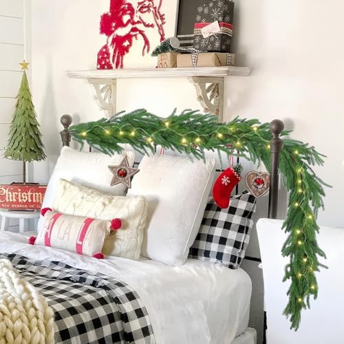 Hananona 2Pcs 9FT Christmas Garlands, Real Touch Norfolk Pine Garland