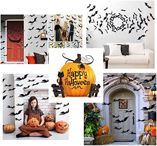 Halloween Black Lace Spiderweb Fireplace Mantle Scarf Cover and 60 Bats
